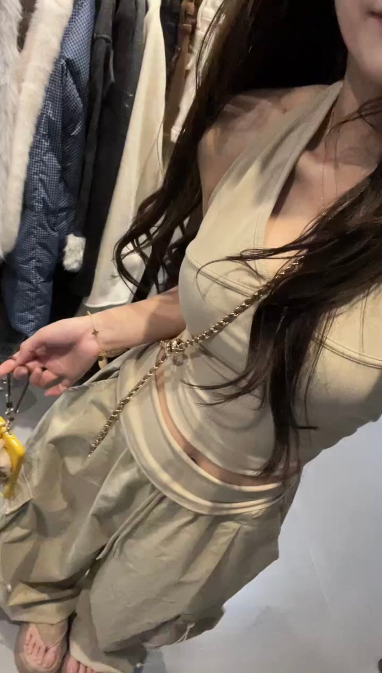 빛 사람들 핫걸 섹시함 행침 목 캐미솔 다용도 슬림해 보이는 워크웨어 와이드 팬츠 외국 가스 슬림해 보이는 투피스 세트 상세 이미지 12