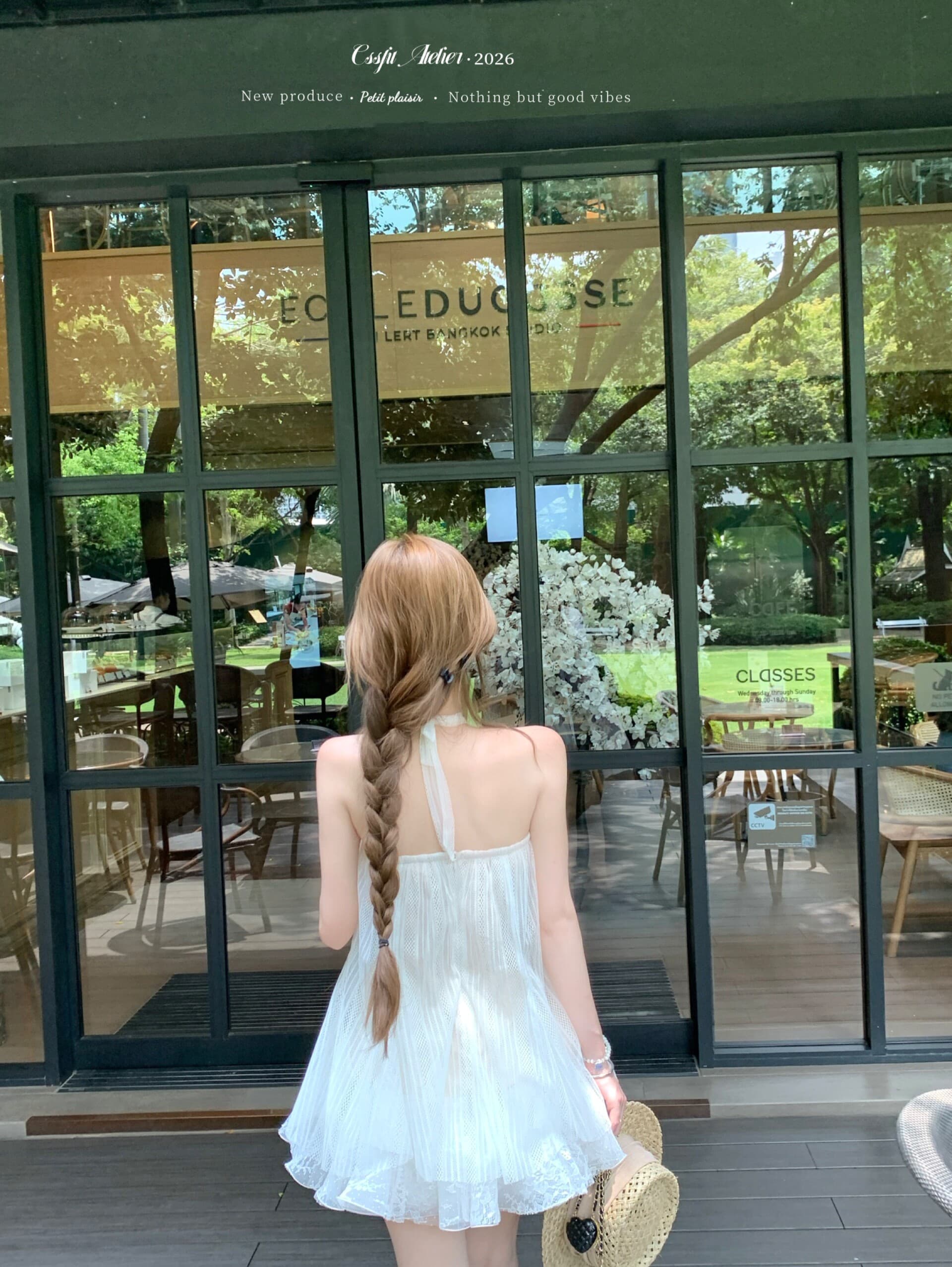 프랑스식 순수한 욕망 요정 바람 3 차원 꽃 민소매 행침 목 여성 드레스 여름 패션 섹시함 백리스 드레스 상세 이미지 20