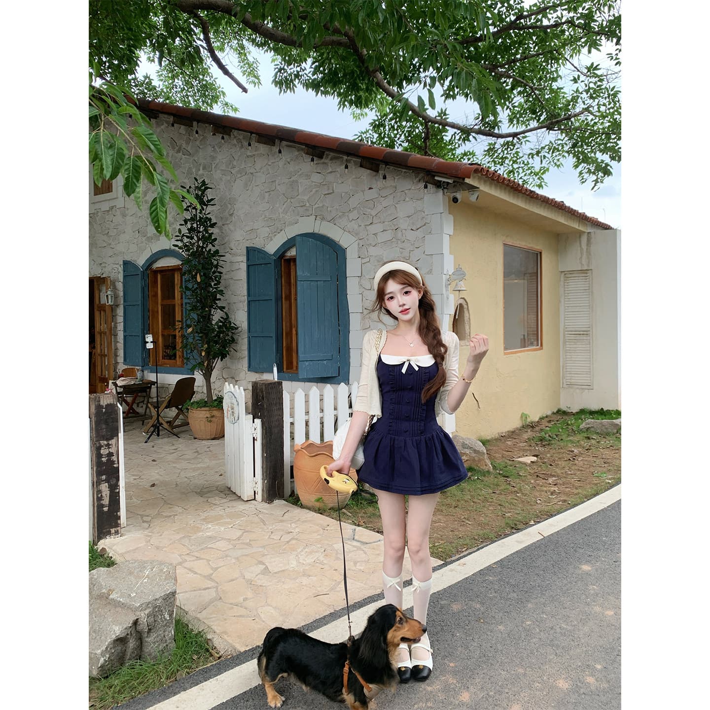 루이 茜 남쪽 법 일기 봄 여름 천 금빛 바람 오리지널 작은 대중 디자인 오픈 가디건 드레스 r3778w 이미지 2