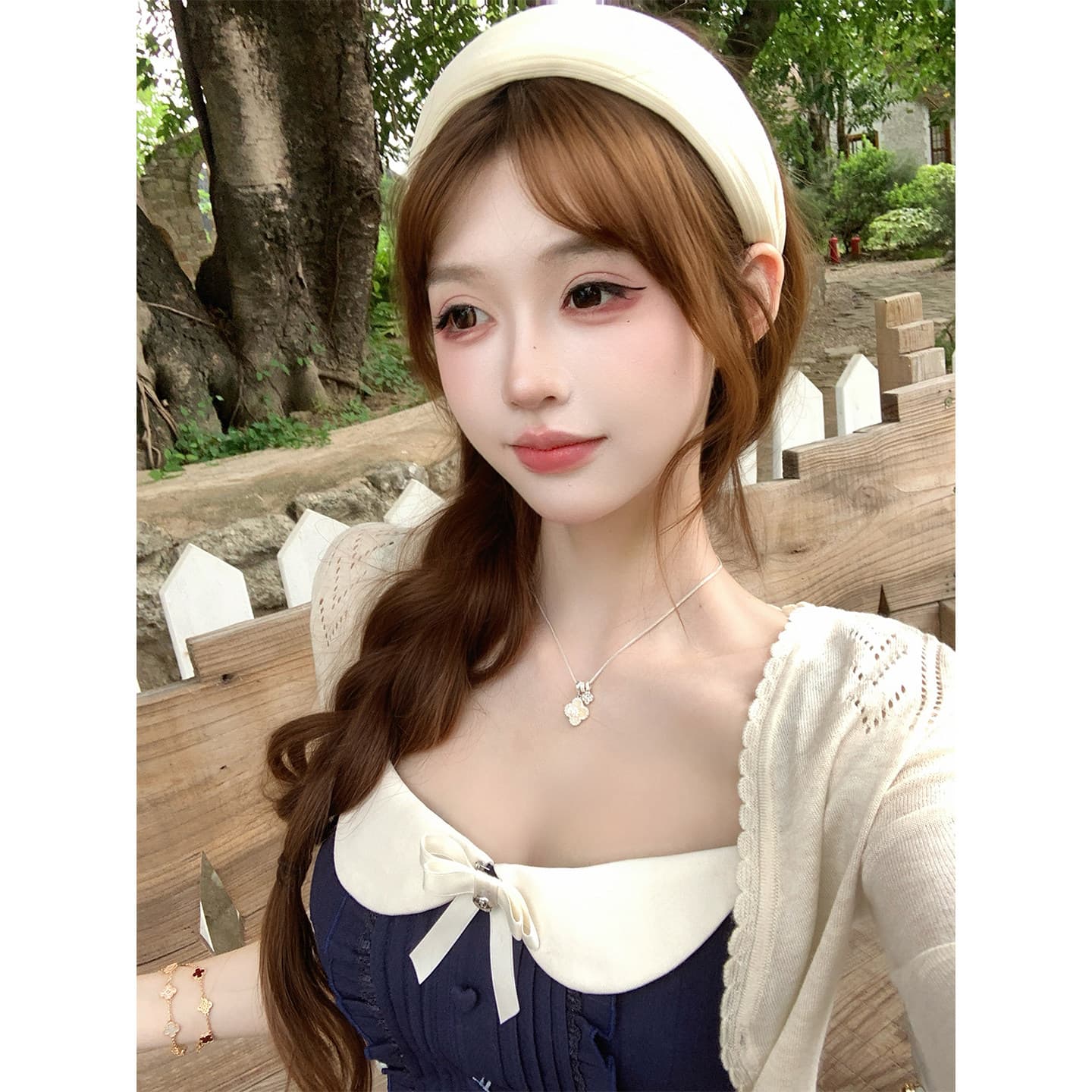 루이 茜 남쪽 법 일기 봄 여름 천 금빛 바람 오리지널 작은 대중 디자인 오픈 가디건 드레스 r3778w 상세 이미지 3