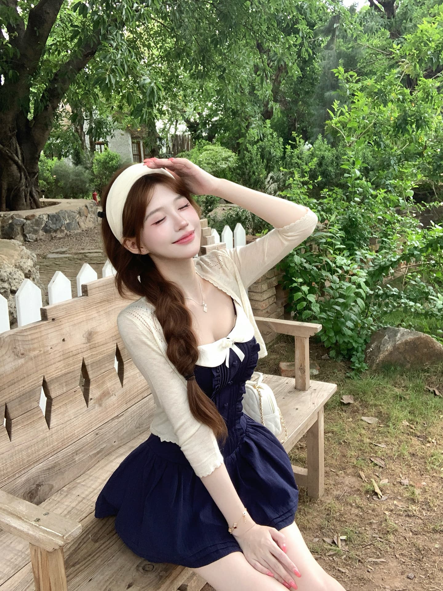 루이 茜 남쪽 법 일기 봄 여름 천 금빛 바람 오리지널 작은 대중 디자인 오픈 가디건 드레스 r3778w 상세 이미지 5