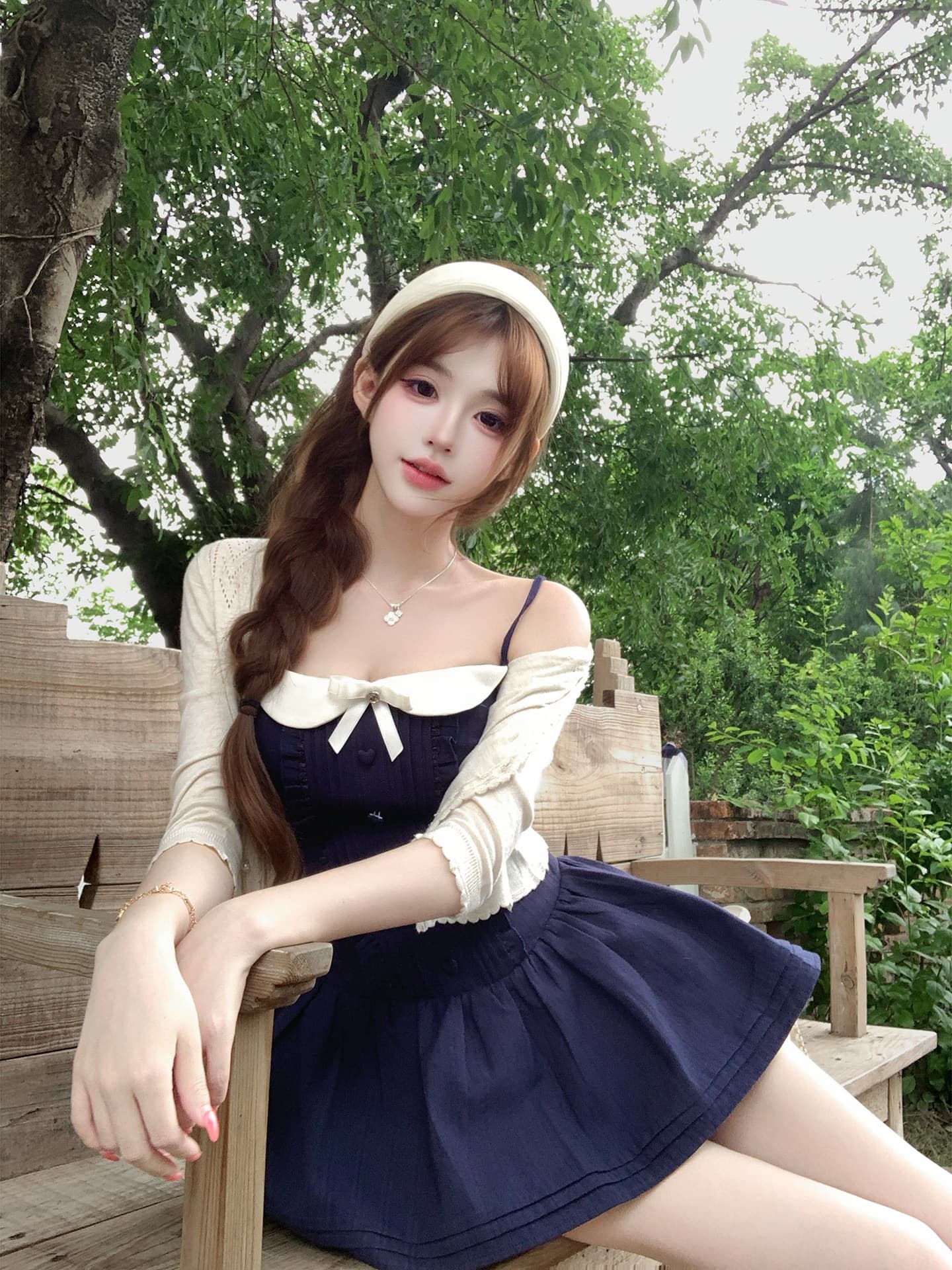 루이 茜 남쪽 법 일기 봄 여름 천 금빛 바람 오리지널 작은 대중 디자인 오픈 가디건 드레스 r3778w 상세 이미지 8