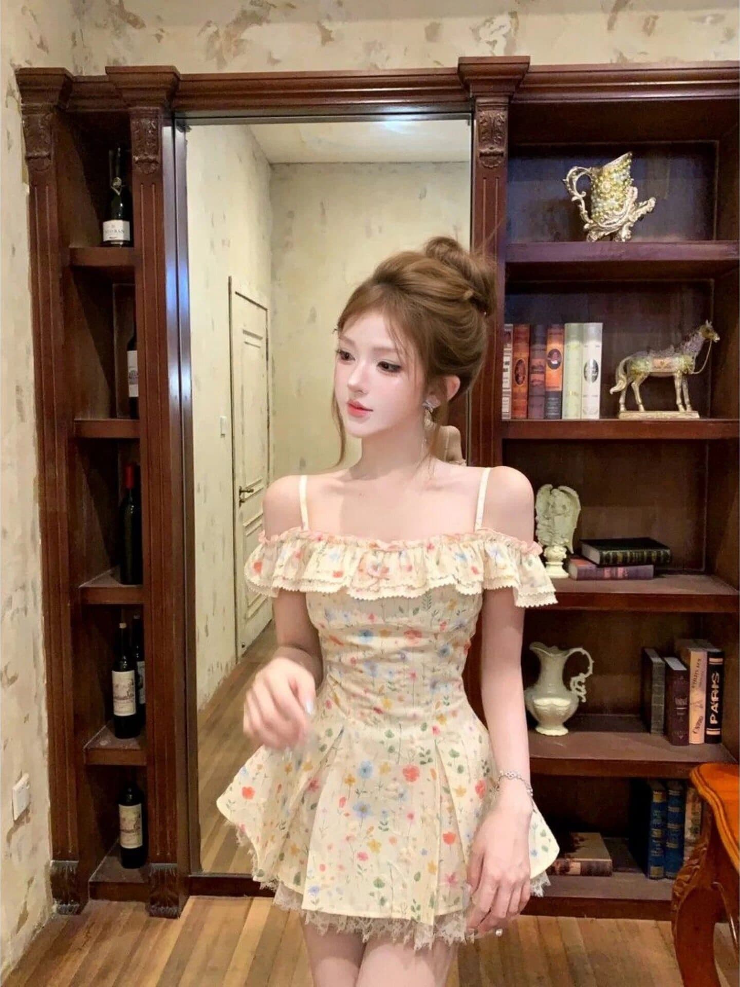 순수한 욕망 바람 달콤함 꽃무늬 슬립 여성 드레스 2026 여름 새로운 고급 센스 섹시함 슬림해 보이는 한 마디 미니 스커트 이미지 3