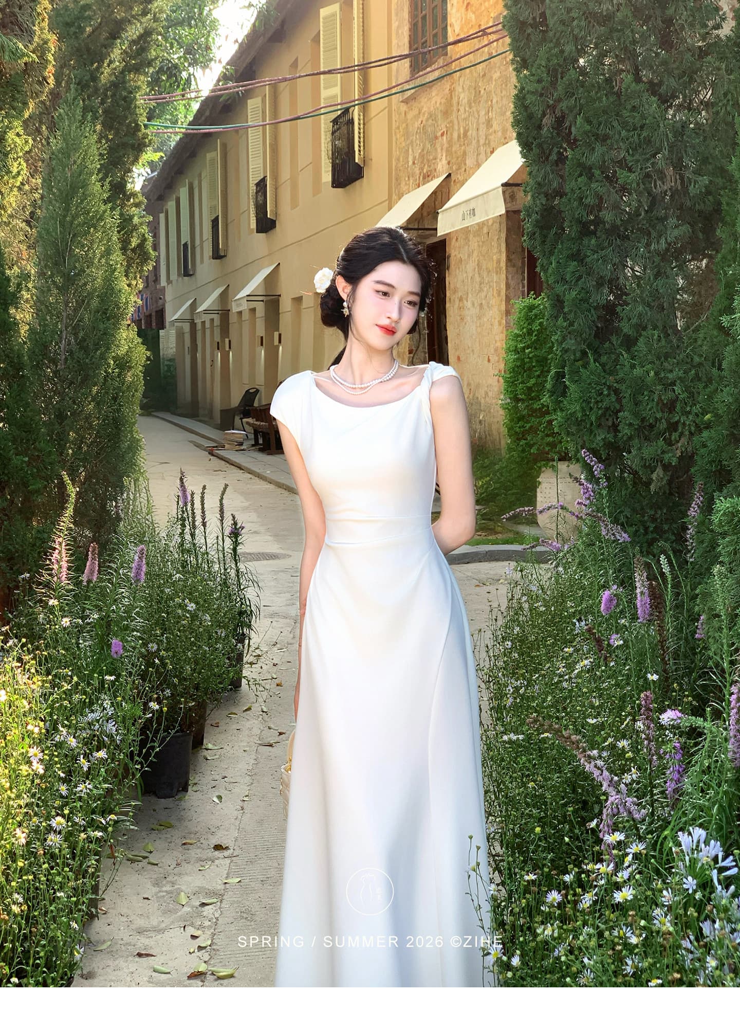 링 茜 거만한 와우 밝은 흰색 시리아 인생 참여 치마 프랑스식 비스듬한 어깨 여성 드레스 여름 인어 꼬리 몸매 가꾸기 롱 스커트 상세 이미지 4