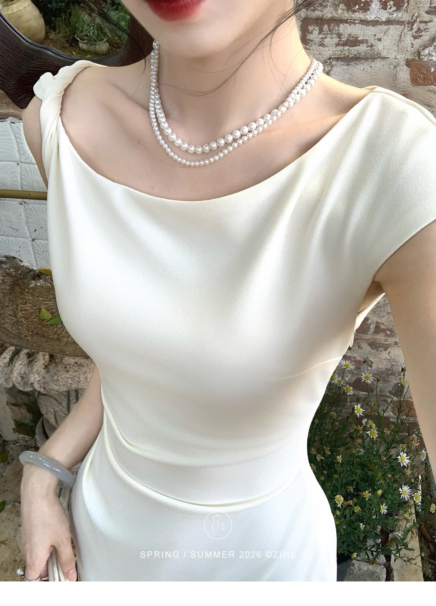 링 茜 거만한 와우 밝은 흰색 시리아 인생 참여 치마 프랑스식 비스듬한 어깨 여성 드레스 여름 인어 꼬리 몸매 가꾸기 롱 스커트 상세 이미지 5