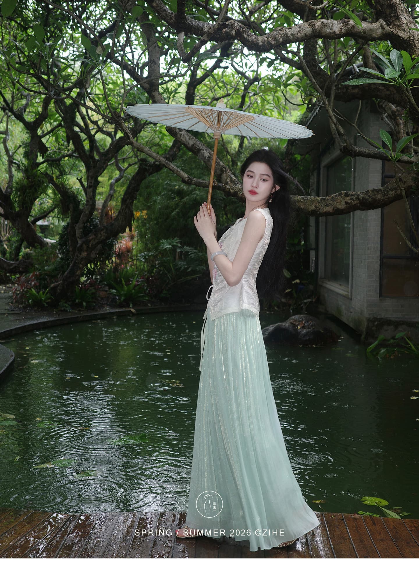 링 茜 거만한 와우 구름 객실 棠 꽃 새로운 중식 구슬 조각 자수 조끼 여자 여름 도루 센스 암퇘지 빛 와이드 레그 팬츠 세트 상세 이미지 11