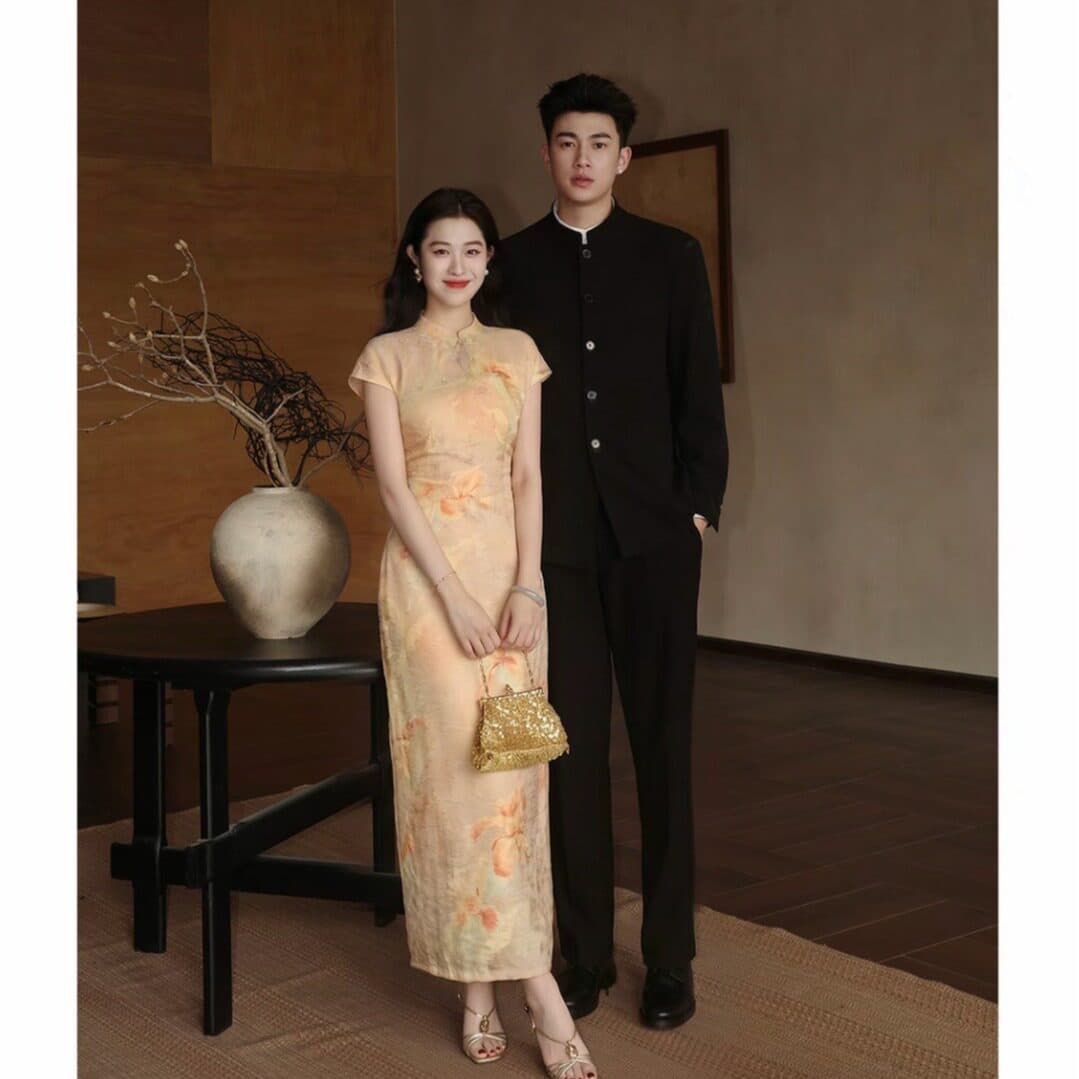 새로운 중식 일상 개선 영 몸매 가꾸기 반팔 여성 드레스 여름 고급 센스 국풍 자이언트 잘 생긴 꼬집기 허리 롱 스커트 상세 이미지 1