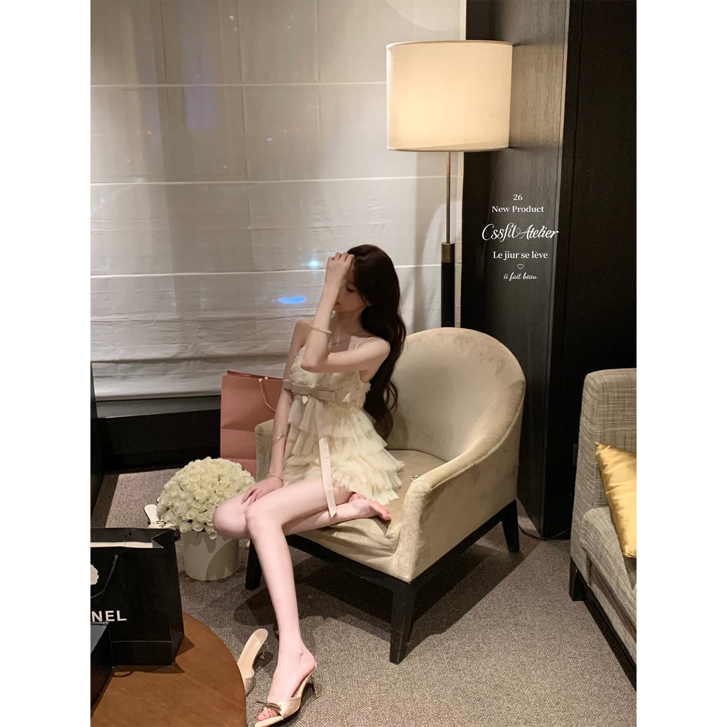 계속 걷다. 샹젤리제 공주 생일 치마 수공 장미 나비 매듭 슬립 케이크 드레스 품격 미니 스커트 상세 이미지 1