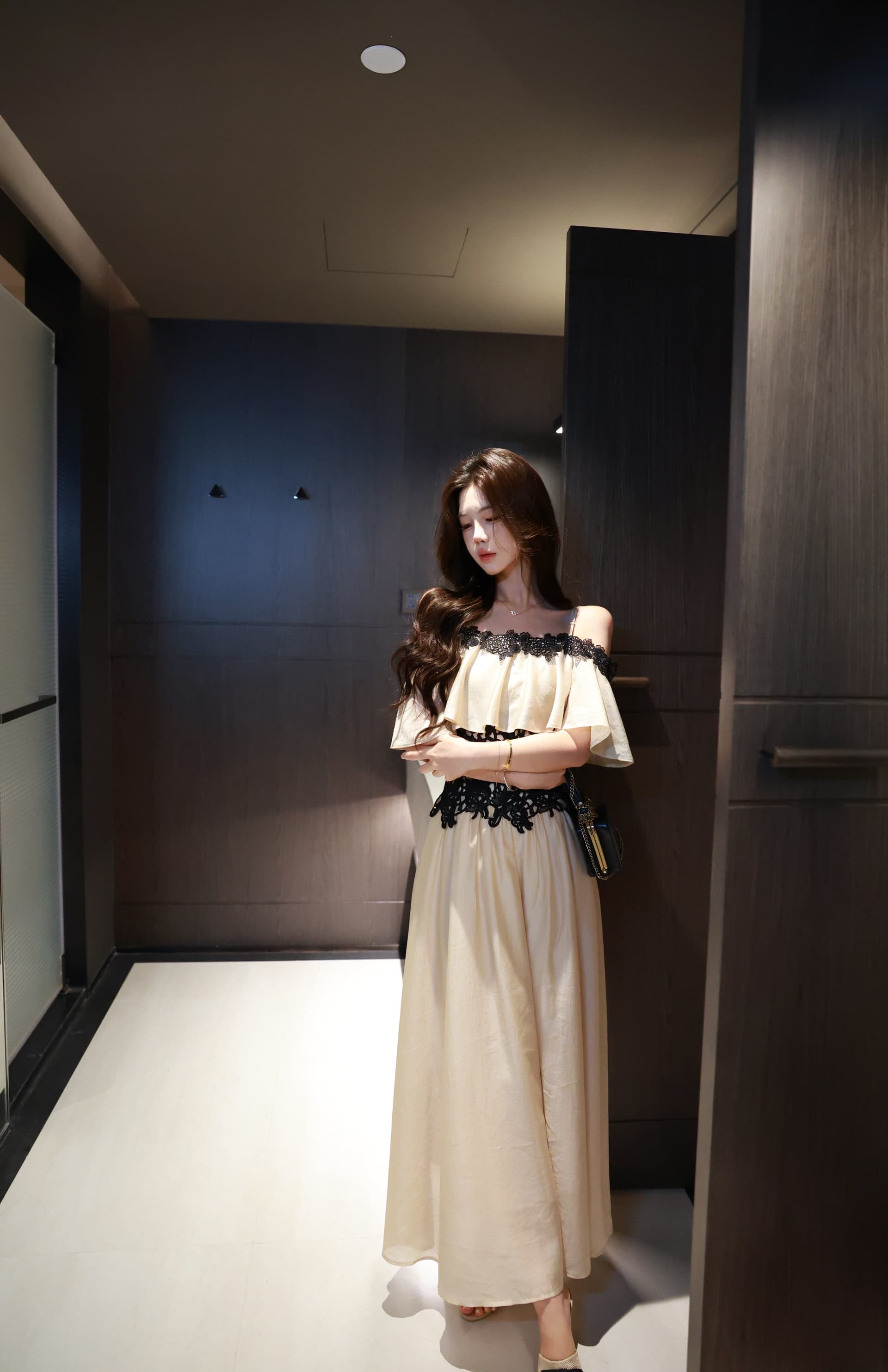무쯔리 목자이 ~ 중 리 부드러운 순수한 욕망 바람 레이스 허리 인감 오프숄더 슬립 맨위 주간 실크 도루 센스 반신 치마 세트 상세 이미지 14
