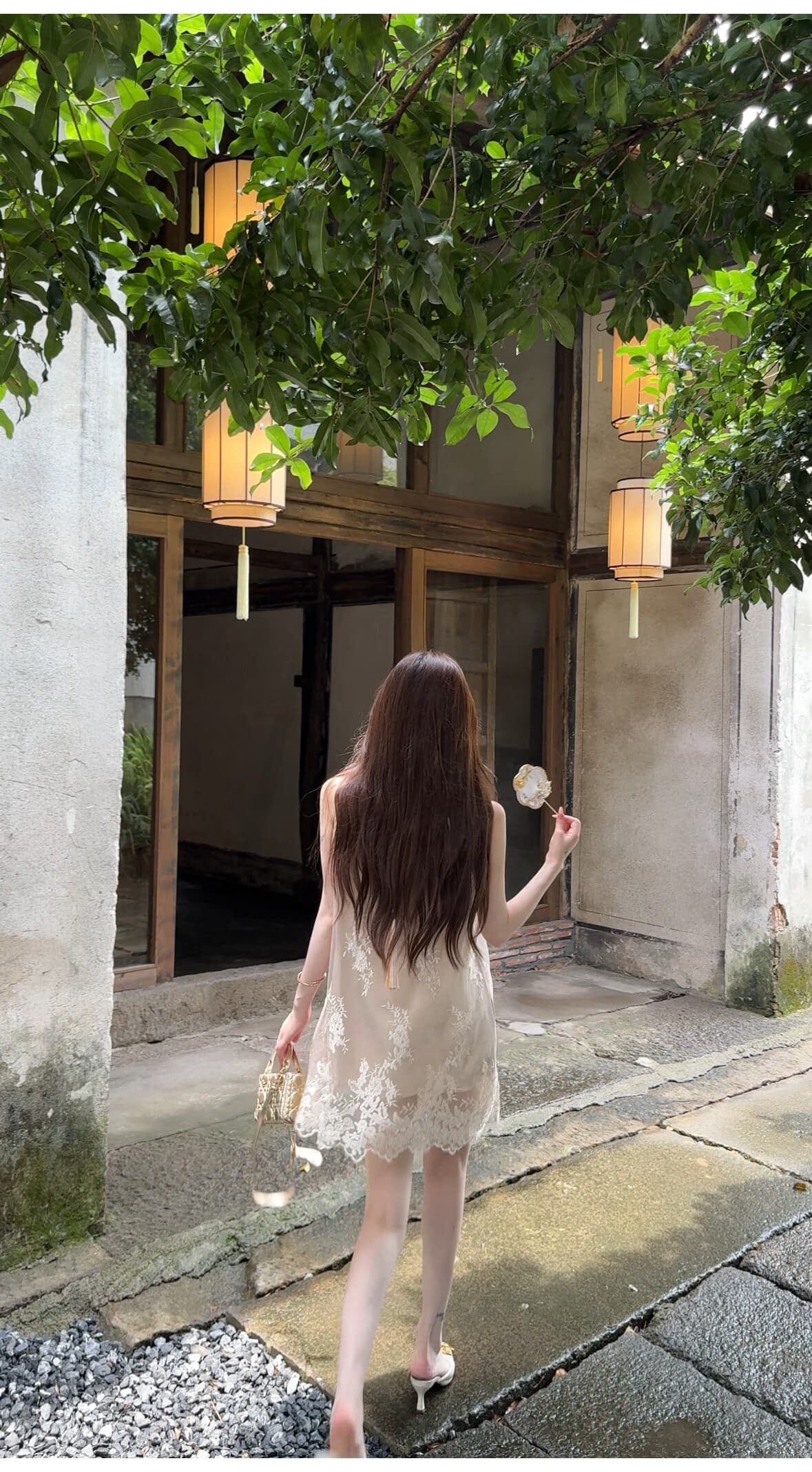 비 자매 국풍 공단 라임 패션 레이스 공단 센스 국풍 여성 드레스 레트로 우아함 2026 여름 섹션 상세 이미지 5