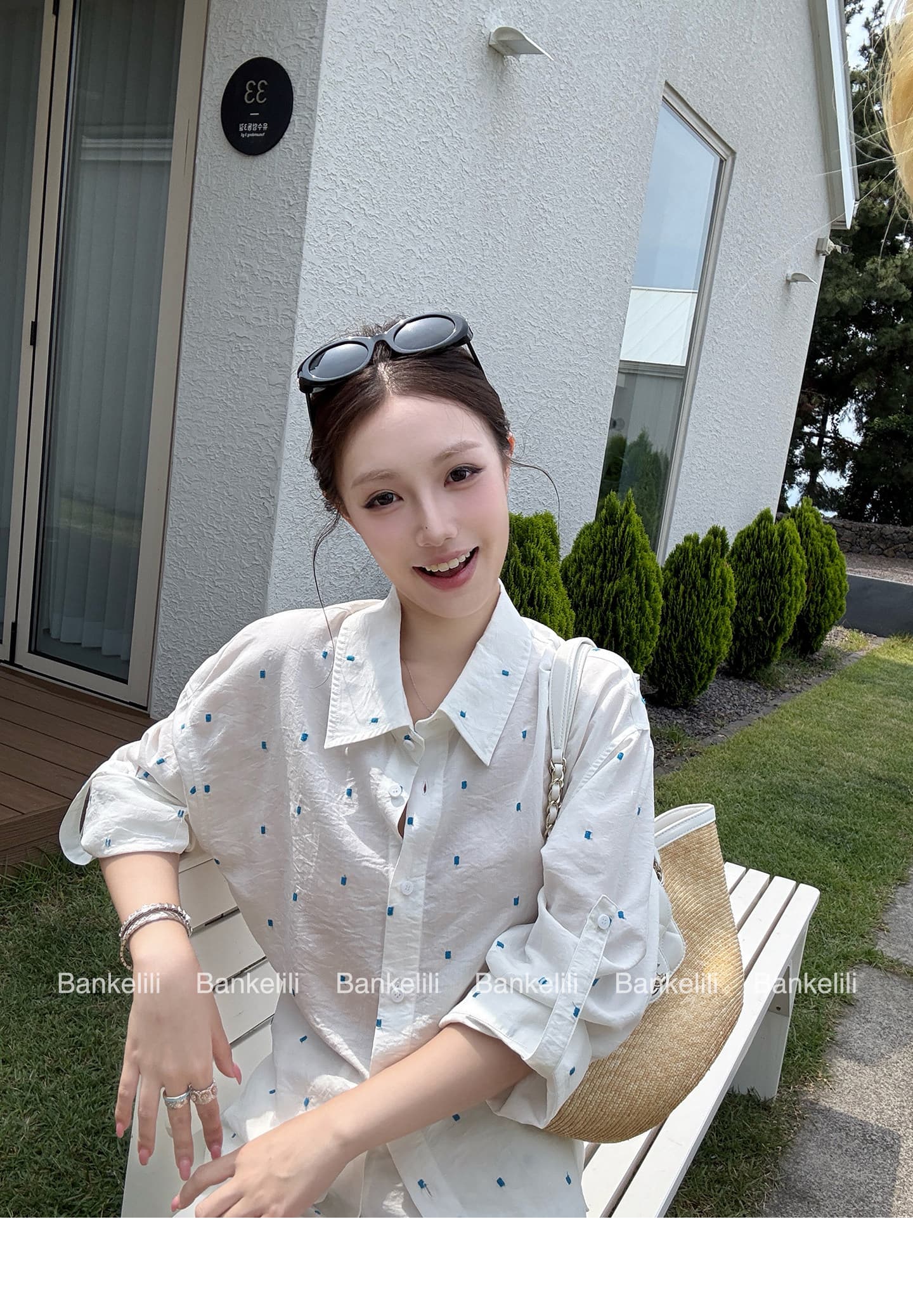 밤나무 코코아 bankelili 남양 오래된 돈 100 아마 느긋한 셔츠 볼륨 측면 반바지 세트 그룹 여성 여름 상세 이미지 13