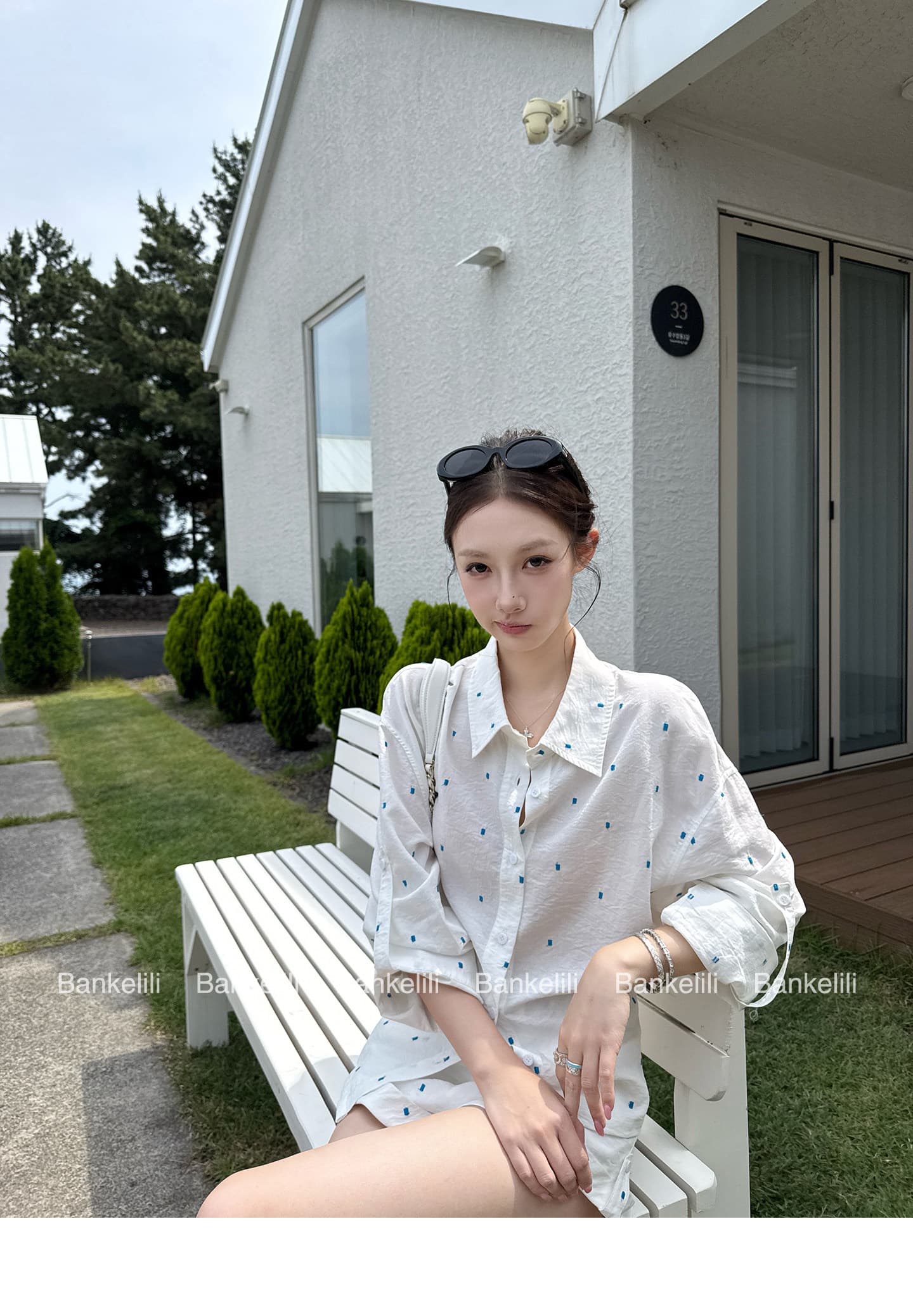 밤나무 코코아 bankelili 남양 오래된 돈 100 아마 느긋한 셔츠 볼륨 측면 반바지 세트 그룹 여성 여름 상세 이미지 15