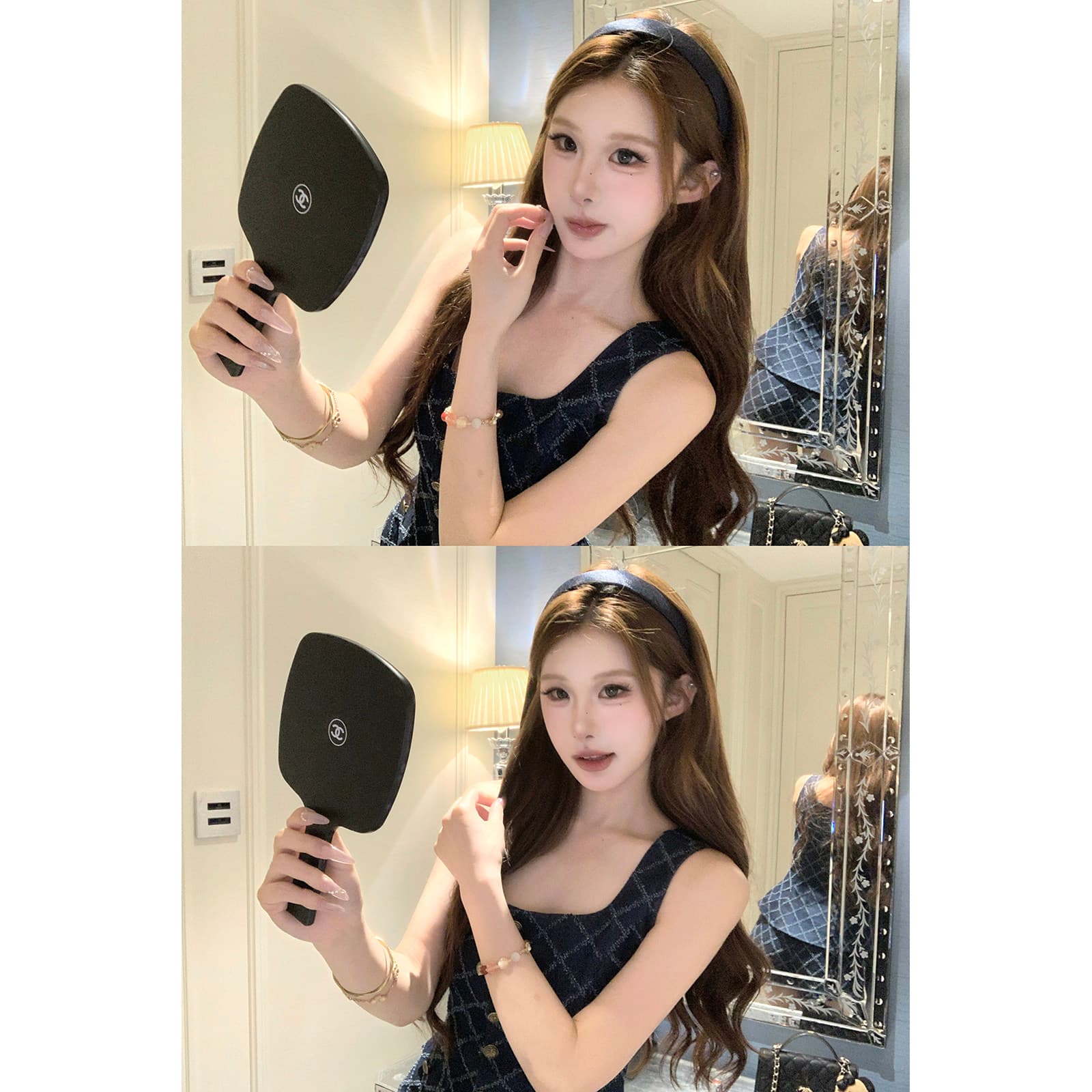 마 지 mochi 셋째 블록 여름 아름다운 민소매 링 체크무늬 조끼 반바지 세트 여성 투피스 세트 이미지 5