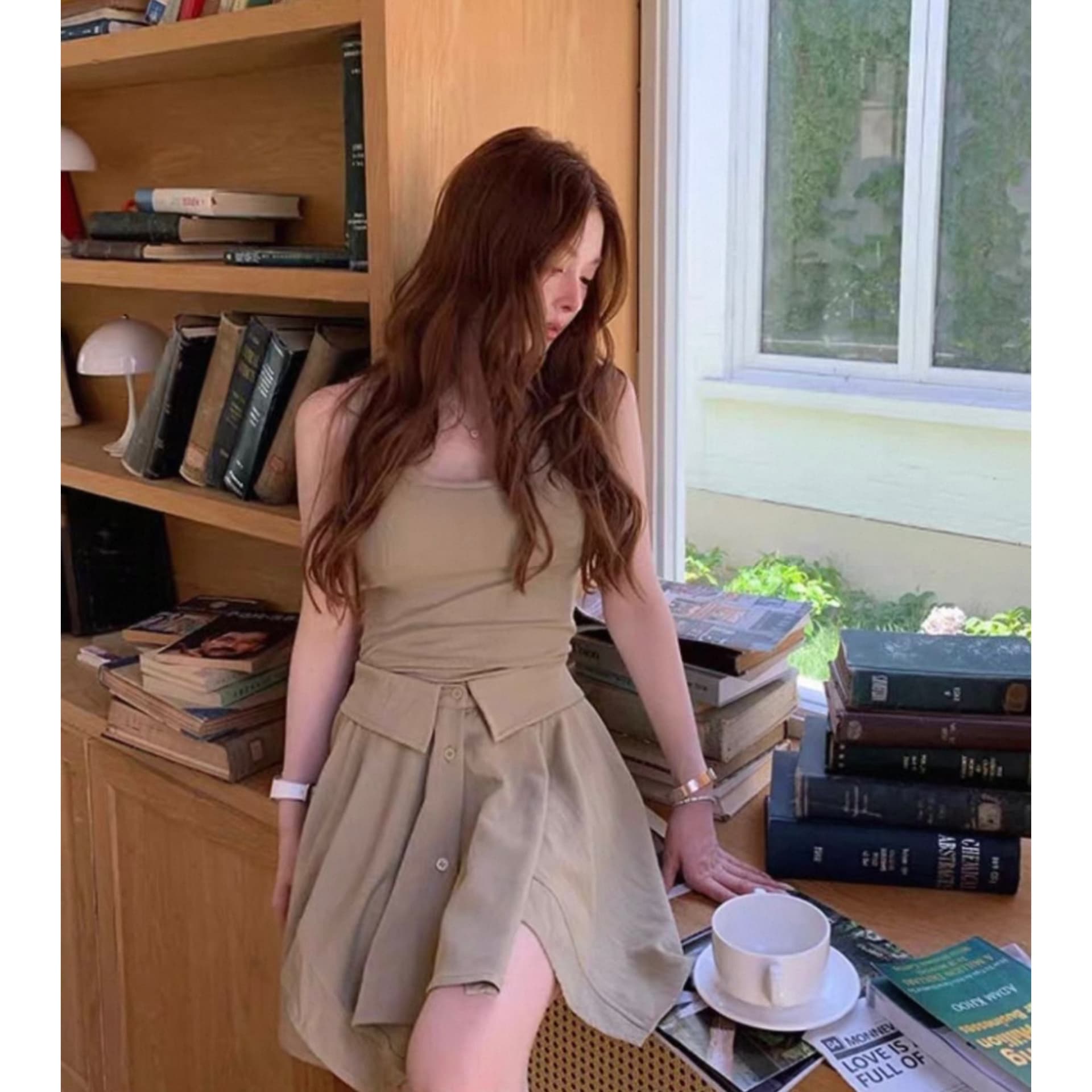 한국 스타일 여름 새로운 미니멀리즘 패션 조끼 여성 드레스 허리 수축 슬림해 보이는 연령 감소 품격 페이크 레이어드 미니 스커트 상세 이미지 4