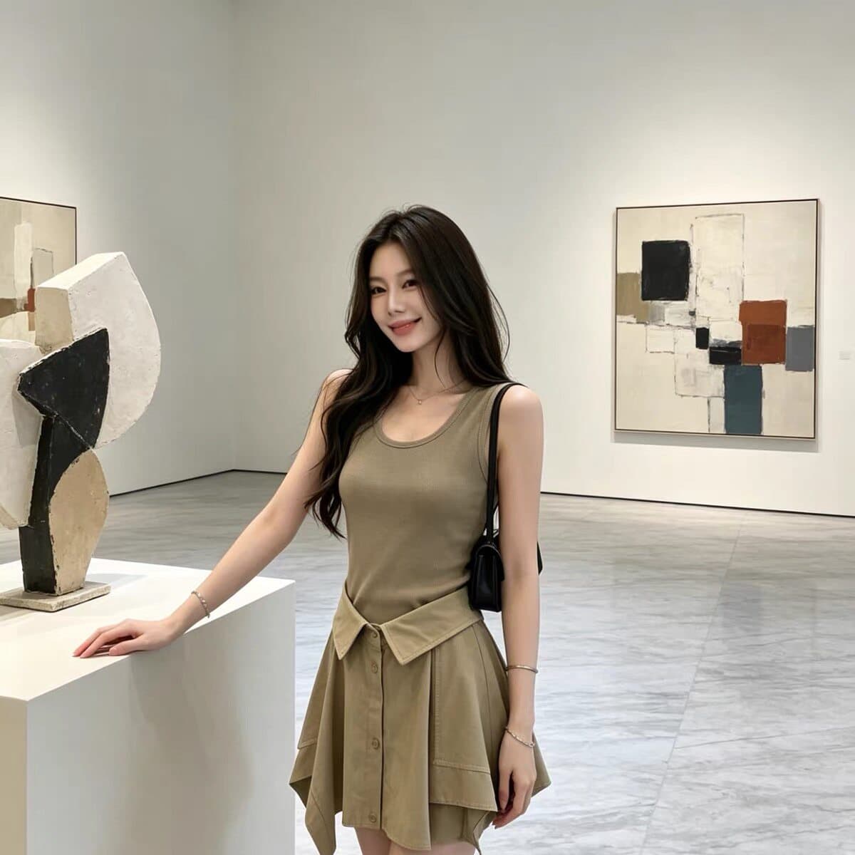 한국 스타일 여름 새로운 미니멀리즘 패션 조끼 여성 드레스 허리 수축 슬림해 보이는 연령 감소 품격 페이크 레이어드 미니 스커트 상세 이미지 10