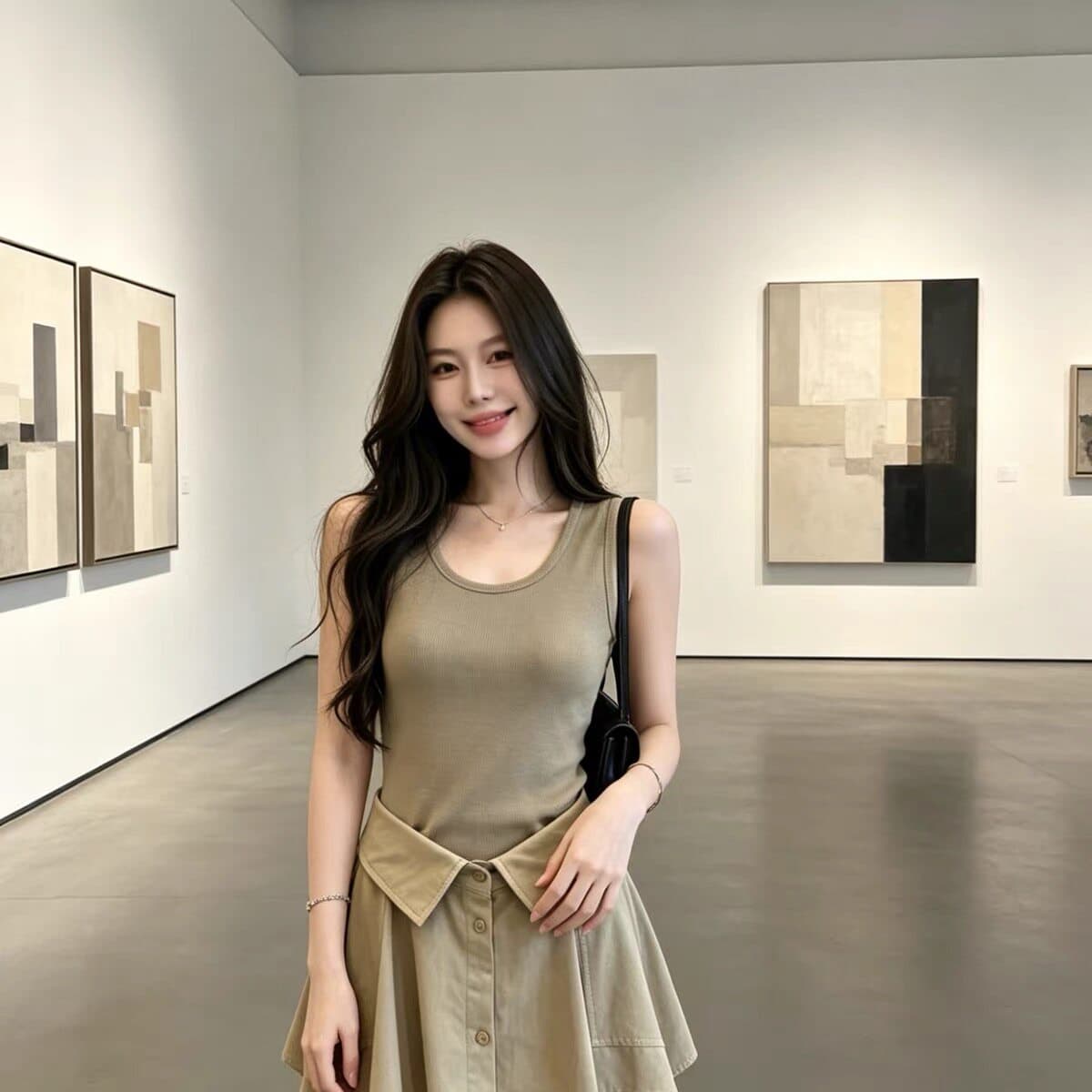 한국 스타일 여름 새로운 미니멀리즘 패션 조끼 여성 드레스 허리 수축 슬림해 보이는 연령 감소 품격 페이크 레이어드 미니 스커트 상세 이미지 12