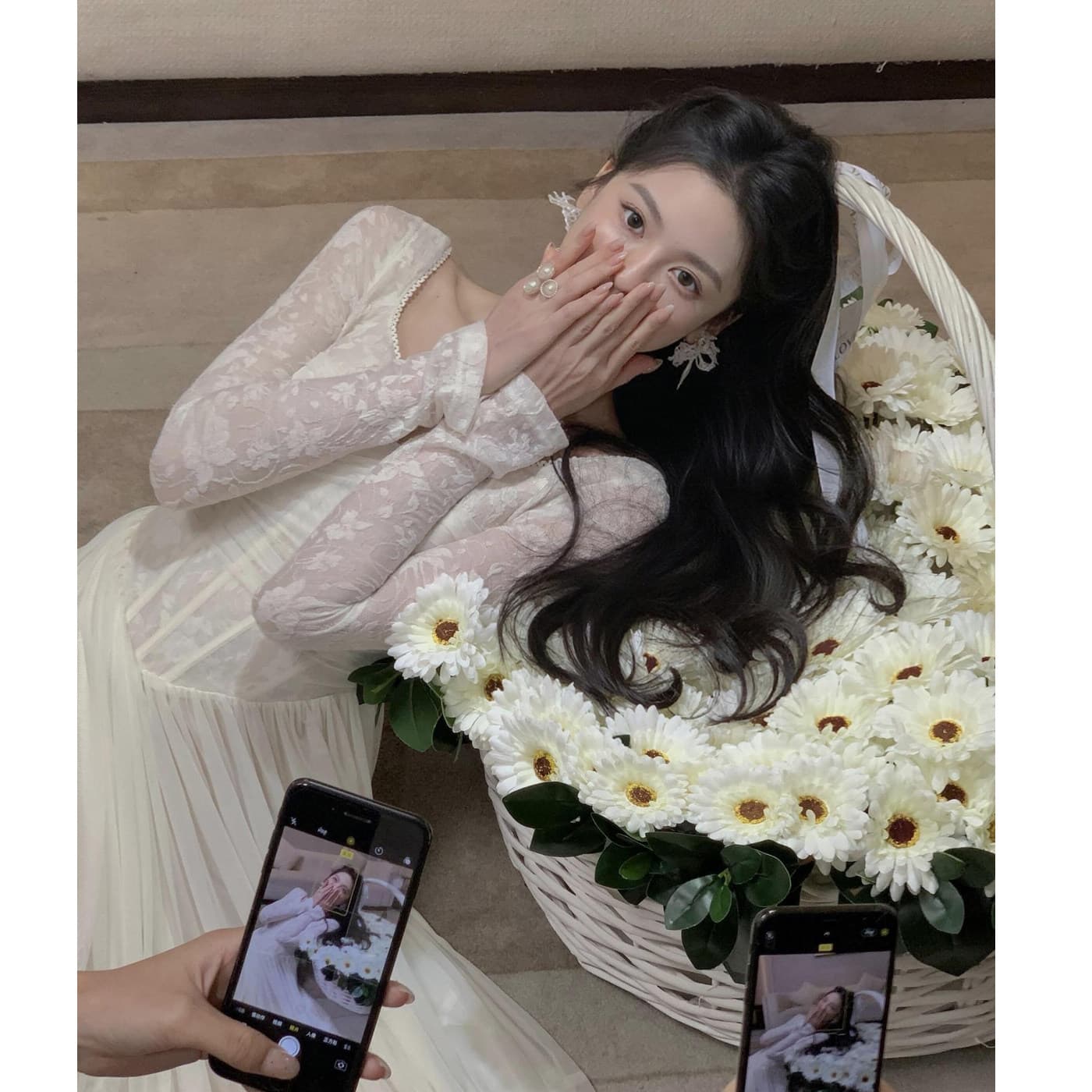 화이트 드레스 가을 2026 새로운 프랑스식 천 금빛 바람 망사 롱 스커트 무거운 작업 생선뼈 예복 생일 치마 이미지 3