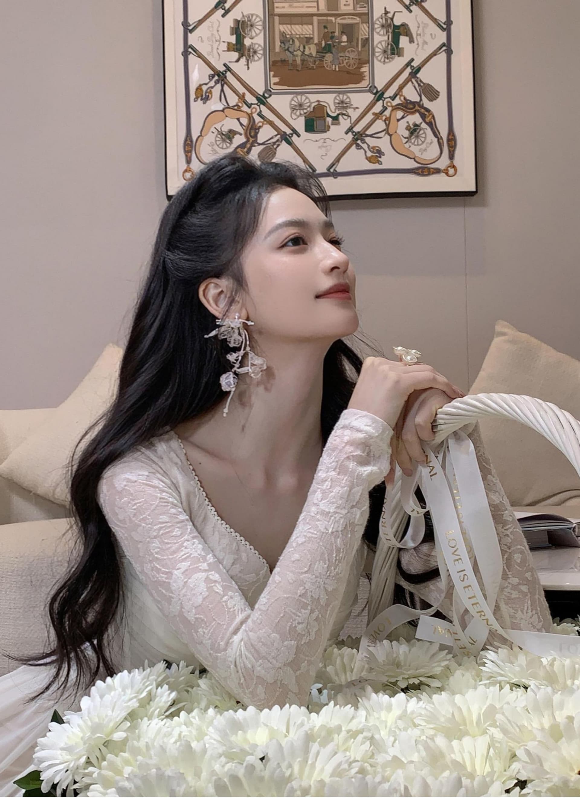 화이트 드레스 가을 2026 새로운 프랑스식 천 금빛 바람 망사 롱 스커트 무거운 작업 생선뼈 예복 생일 치마 상세 이미지 3