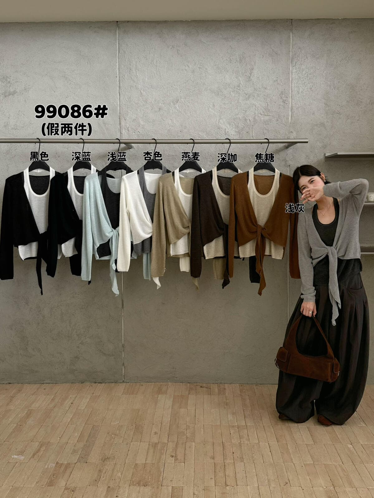 가을 켜기 새로운 한 부서 페이크 레이어드 스트랩 디자인 니트 스웨터 99086 상세 이미지 22