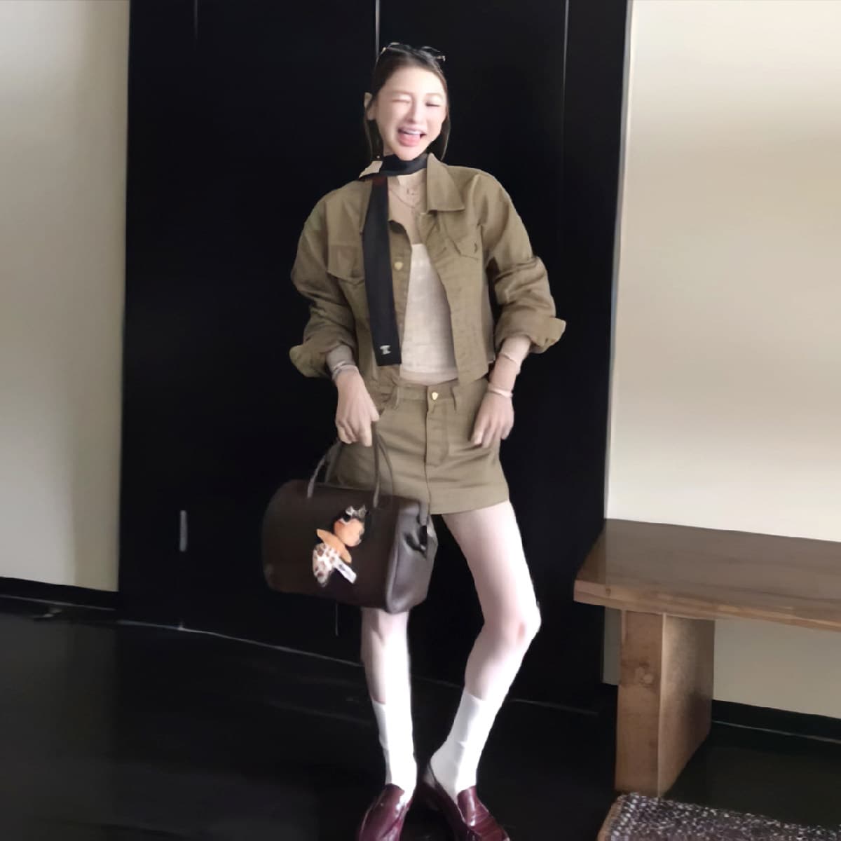 아메리칸 레트로 워크웨어 바람 데님 세트 여성 2026 이른 가을 루즈핏 슬림해 보이는 재킷 재킷 반신 스커트 투피스 세트 이미지 4