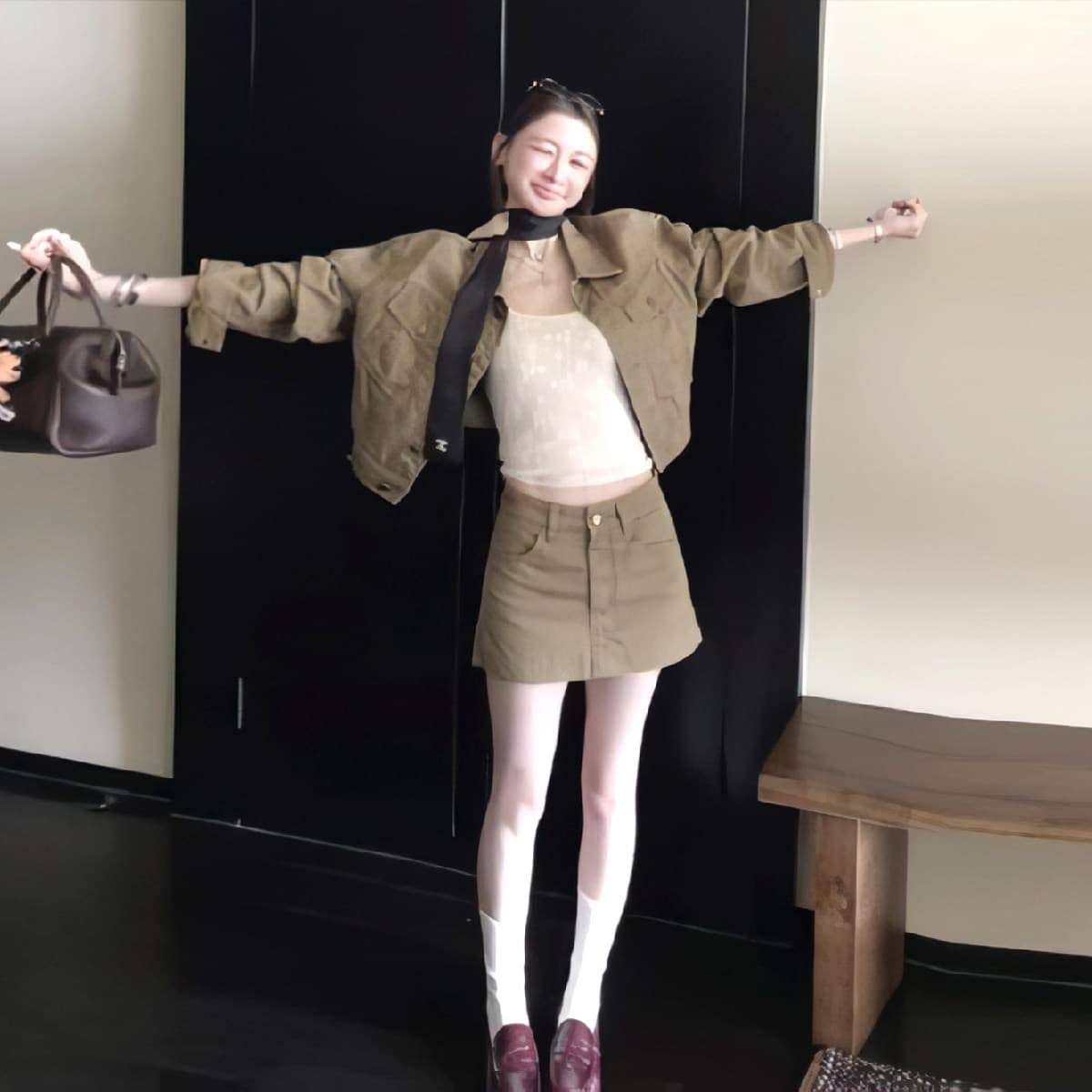 아메리칸 레트로 워크웨어 바람 데님 세트 여성 2026 이른 가을 루즈핏 슬림해 보이는 재킷 재킷 반신 스커트 투피스 세트 이미지 2