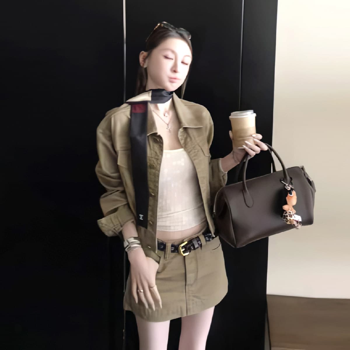 아메리칸 레트로 워크웨어 바람 데님 세트 여성 2026 이른 가을 루즈핏 슬림해 보이는 재킷 재킷 반신 스커트 투피스 세트 이미지 6