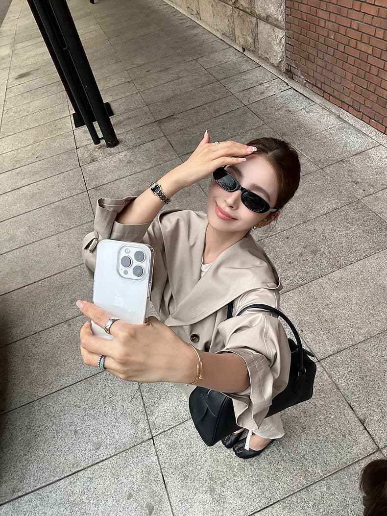 lilylikes 바 플러그 일몰 낮음 포화 상태 얕은 카키 다용도 후드 바람막이 세련된 있음 유럽 블록 상세 이미지 15