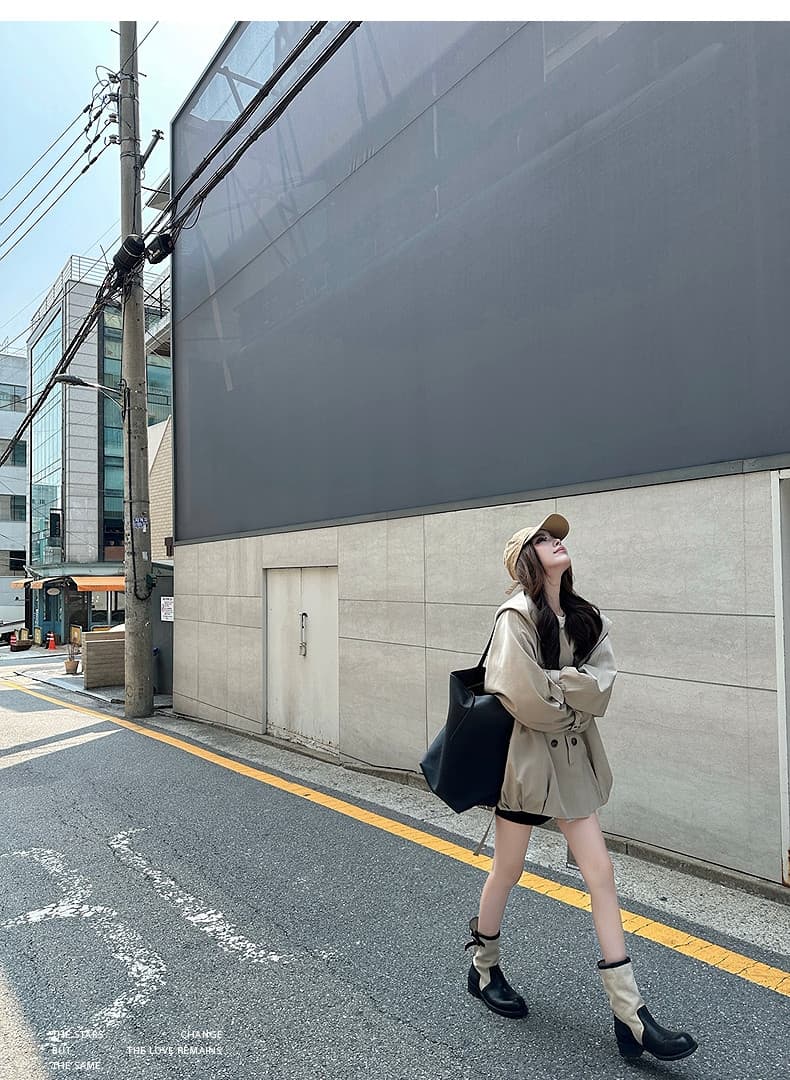 lilylikes 바 플러그 일몰 낮음 포화 상태 얕은 카키 다용도 후드 바람막이 세련된 있음 유럽 블록 상세 이미지 23