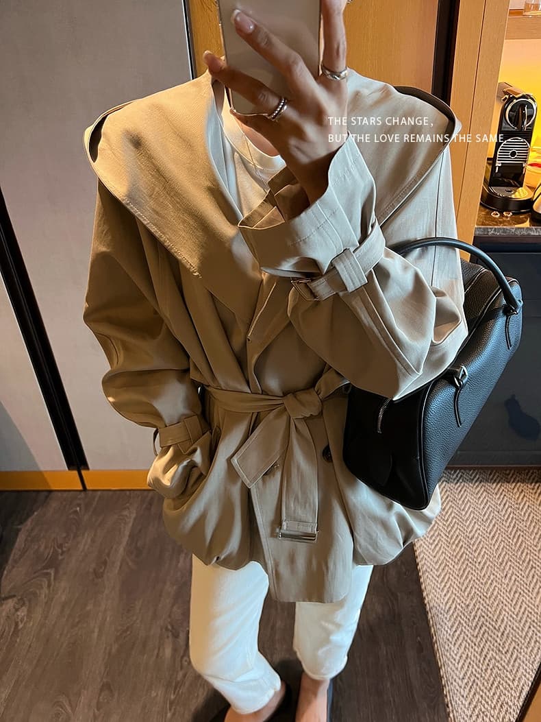lilylikes 바 플러그 일몰 낮음 포화 상태 얕은 카키 다용도 후드 바람막이 세련된 있음 유럽 블록 상세 이미지 25
