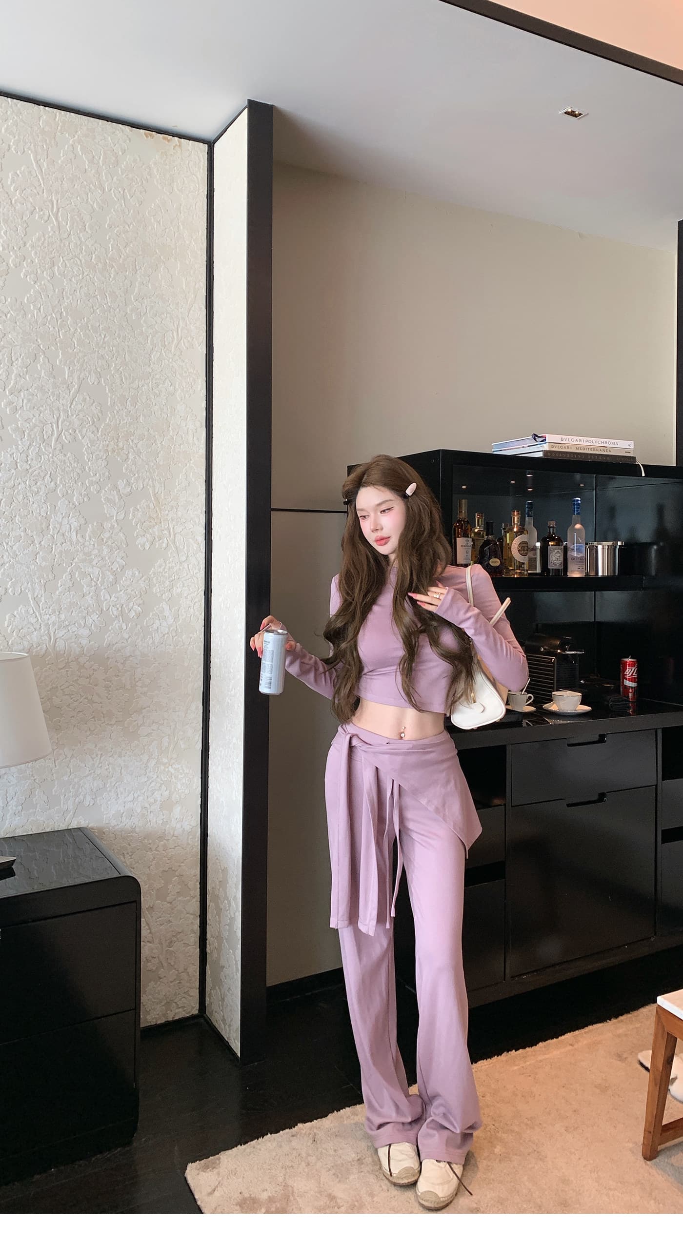 원 유안 휴일 로밍 한 부서 캐주얼 세트 여성 몸매 가꾸기 긴팔 맨위 스트레이트 캐주얼 바지 두 조각 여성 세트 상세 이미지 13
