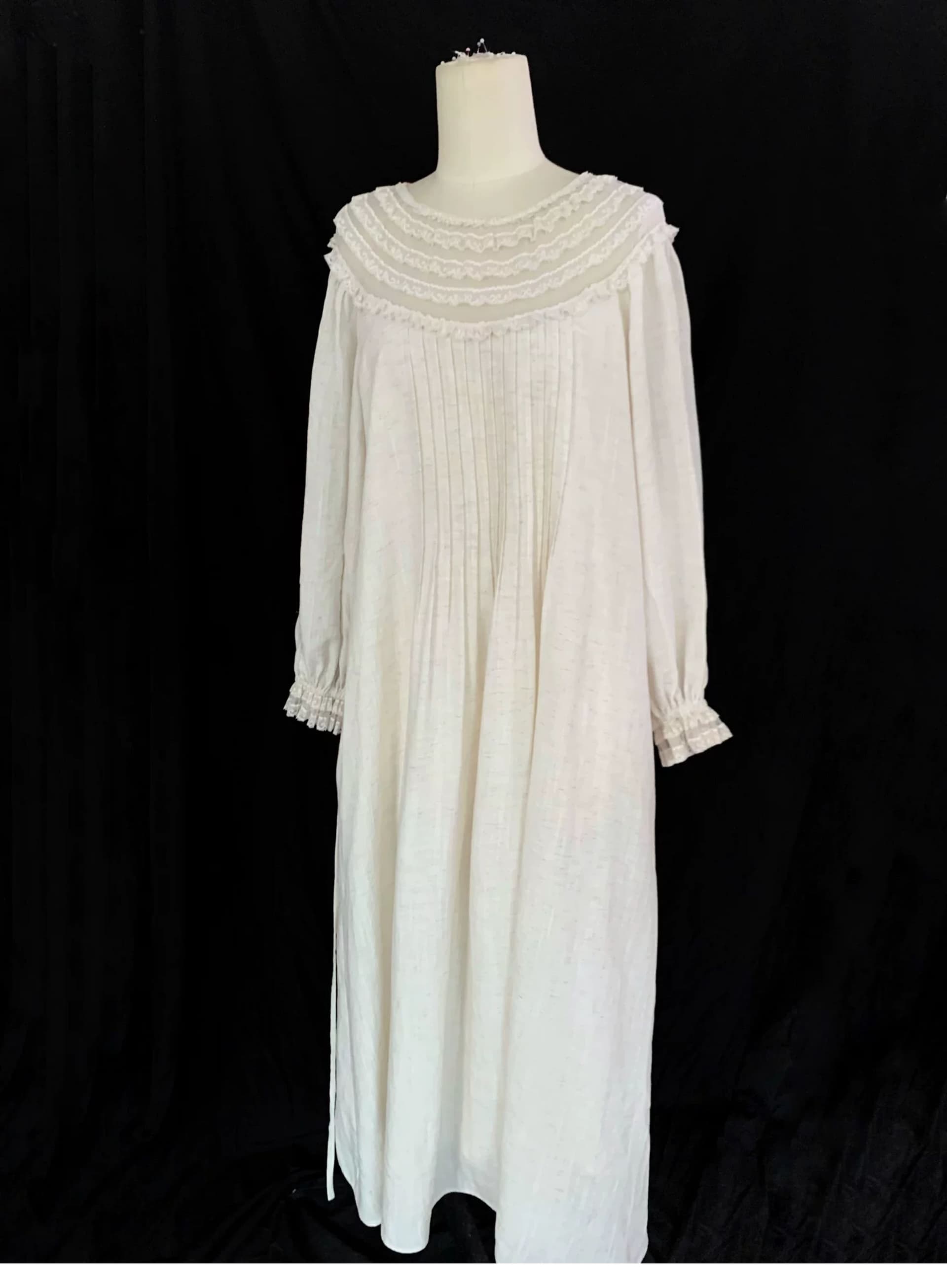 출처 와일드 센 부서 레이스 조각 이쑤시게 Pleat 3 차원 수공 Pleat 수 있습니다. 레이스업 편안한 루즈핏 에디션 드레스 상세 이미지 2