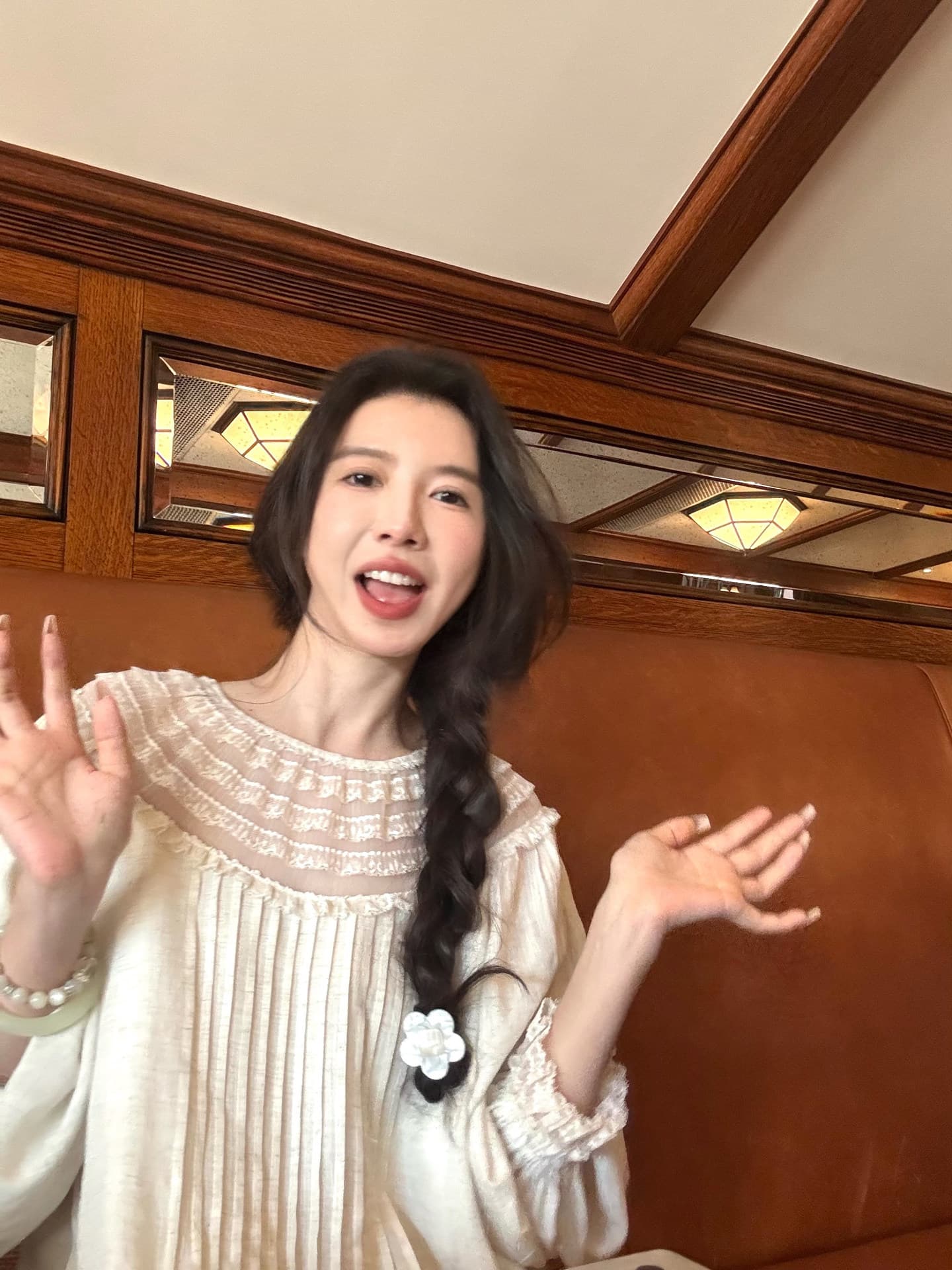 출처 와일드 센 부서 레이스 조각 이쑤시게 Pleat 3 차원 수공 Pleat 수 있습니다. 레이스업 편안한 루즈핏 에디션 드레스 상세 이미지 7