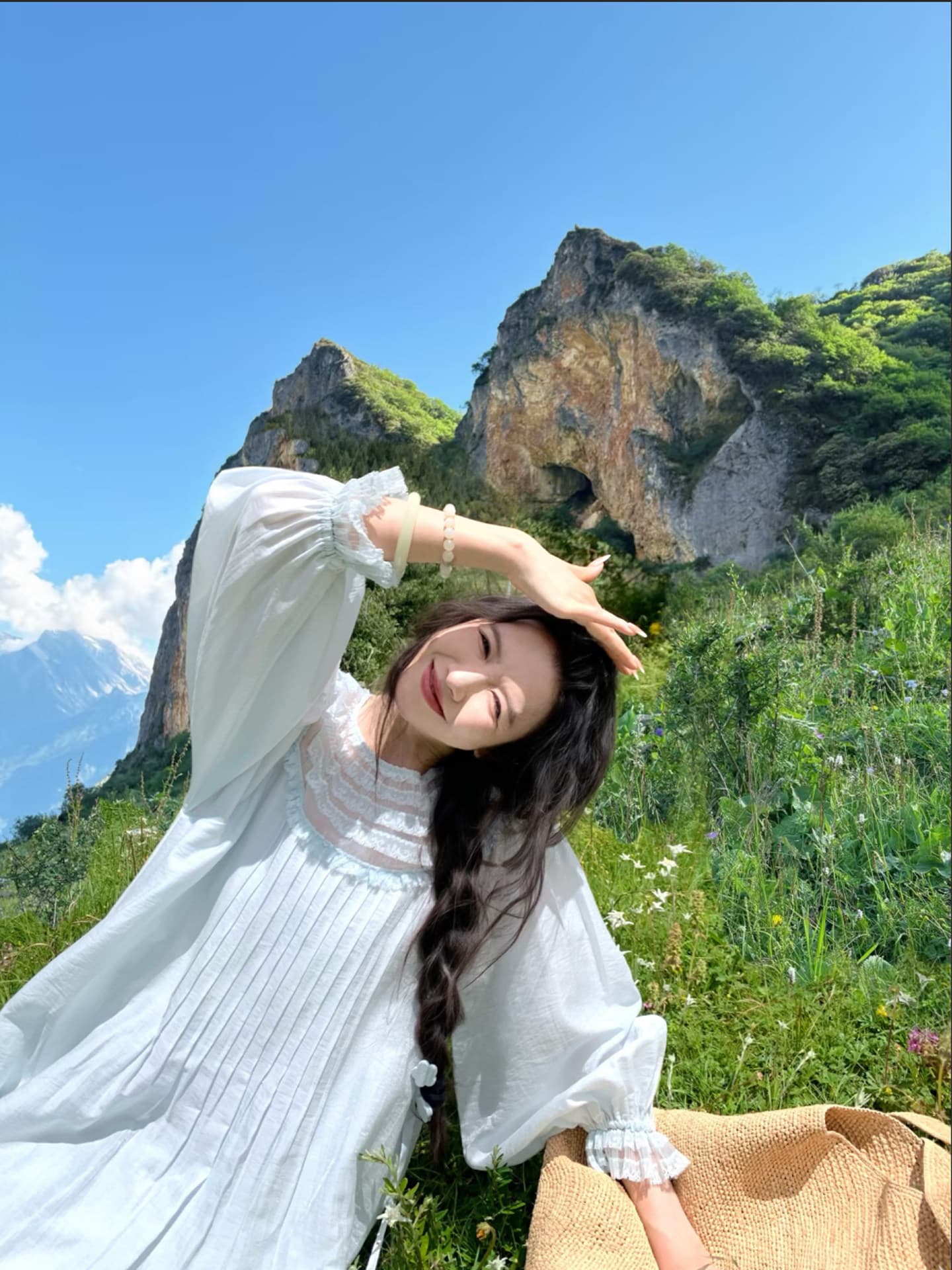 출처 와일드 센 부서 레이스 조각 이쑤시게 Pleat 3 차원 수공 Pleat 수 있습니다. 레이스업 편안한 루즈핏 에디션 드레스 상세 이미지 12