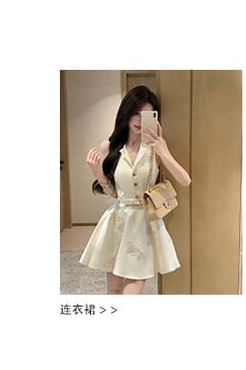 justqin 빛 산소 뒷 정원 2026 새로운 레이스 조각 허리 수축 슬림해 보이는 거품 소매 여성 드레스 상세 이미지 3