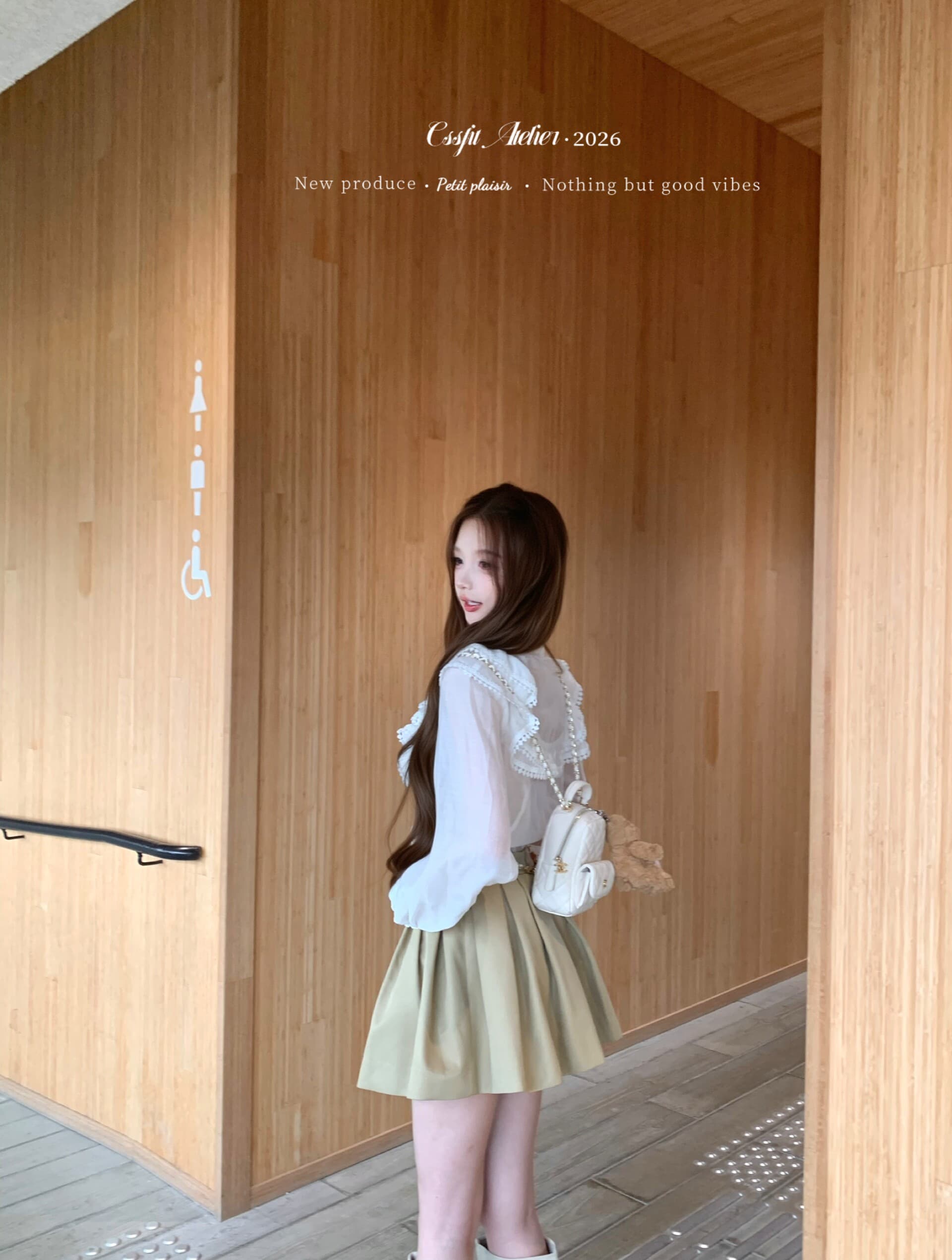 늦게 우산 우산 26 ss 질감 어형 변화표 자수 칼라 이중 버튼 짧은 재킷 재킷 자수 나비 매듭 반 스커트 상세 이미지 5