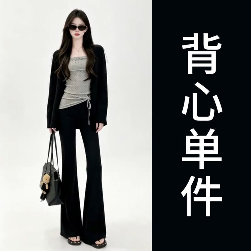 한 부서 자이언트 잘 생긴 조기 가을 착용 가져 가라. 전체 집합 2026 새로운 검정색 오픈 가디건 맨위 여성 긴 바지 세 조각 세트 이미지 3