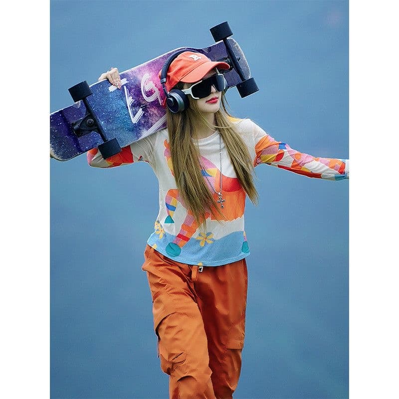 여름 도파민 자외선 차단 긴팔 티셔츠 세트 여성 2026 새로운 패션 연령 감소 슬림해 보이는 작은 말 투피스 세트 상세 이미지 5
