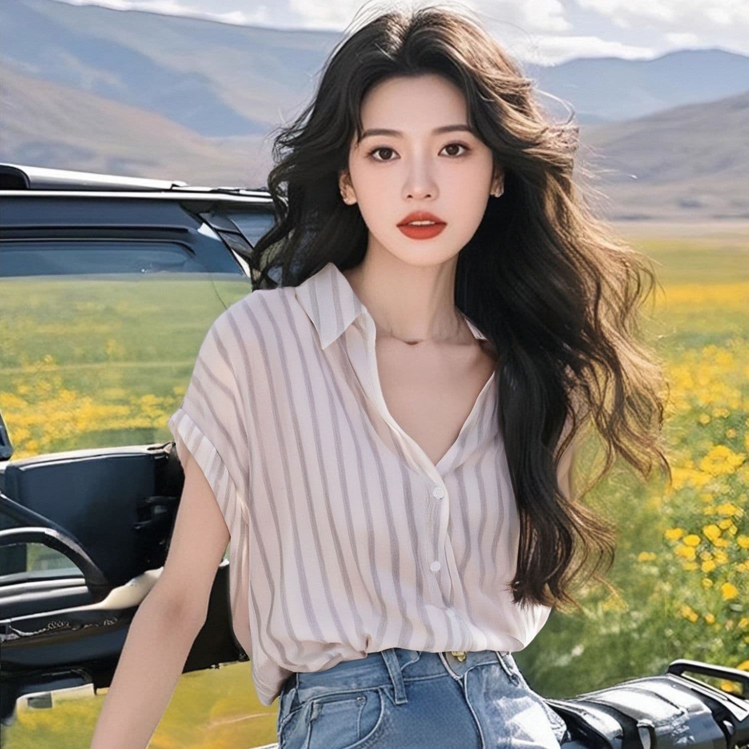 패션 미니멀리즘 아마 스트라이프 반팔 여성 셔츠 2026 여름 새로운 디자인 센스 오래된 돈 바람 캐주얼 슬림해 보이는 맨위 이미지 3