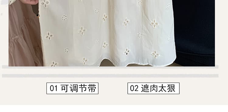 임산부 살구 색상 반신 스커트 봄 여름 2026 새로운 통기성 센스 홀로우 아웃 꽃 자수 다용도 우산 치마 상세 이미지 10