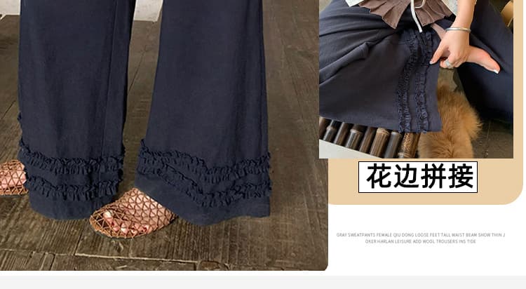 지금 임산부 면 린넨 와이드 레깅스 바지 여름 2026 새로운 이중층 프릴 임산부 루즈핏 스트레이트 캐주얼 바지 상세 이미지 6