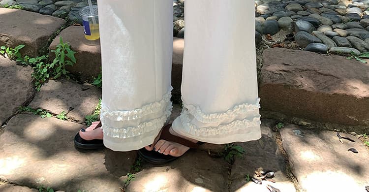 지금 임산부 면 린넨 와이드 레깅스 바지 여름 2026 새로운 이중층 프릴 임산부 루즈핏 스트레이트 캐주얼 바지 상세 이미지 55