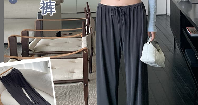 지금 임산부 도루 센스 와이드 레그 팬츠 새로운 여성 여름 주간 실크 라이 경기 서울 감기 센스 스트레이트 니트 캐주얼 부드러운 찹쌀 바지 상세 이미지 2