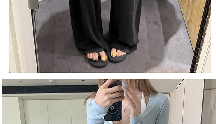 지금 임산부 도루 센스 와이드 레그 팬츠 새로운 여성 여름 주간 실크 라이 경기 서울 감기 센스 스트레이트 니트 캐주얼 부드러운 찹쌀 바지 상세 이미지 82