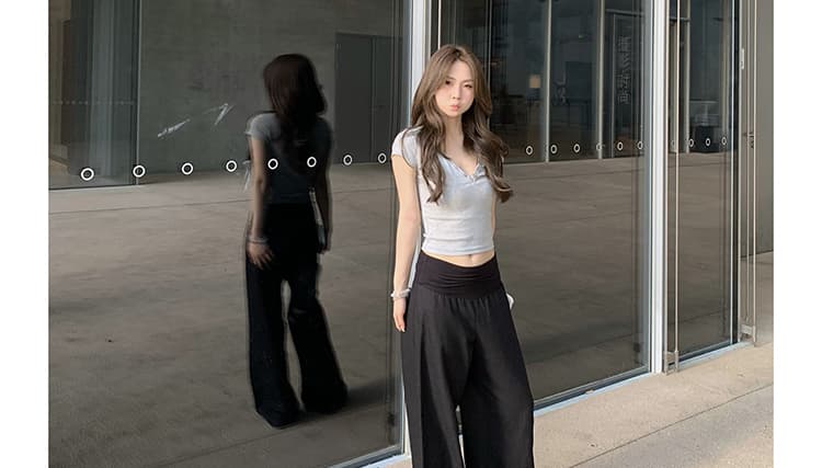 지금 임산부 와이드 레그 팬츠 차가운 센스 느슨함 센스 뒤집다 折腰 머리 2026 새로운 여성 여름 다용도 스트레이트 캐주얼 바지 상세 이미지 49