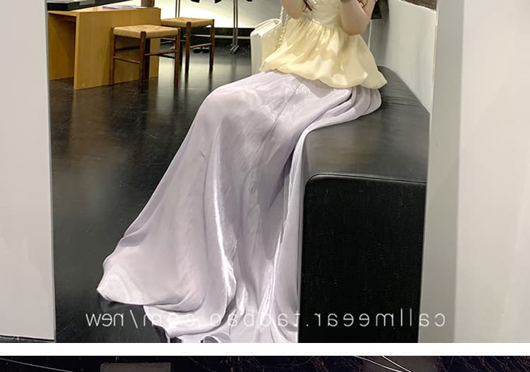 지금 임산부 깃발 실 반신 스커트 여름 하이웨이스트 도루 센스 한 마디 롱 스커트 핑크색 서리가 내린 부서 고유 한 Chic 반 스커트 상세 이미지 24