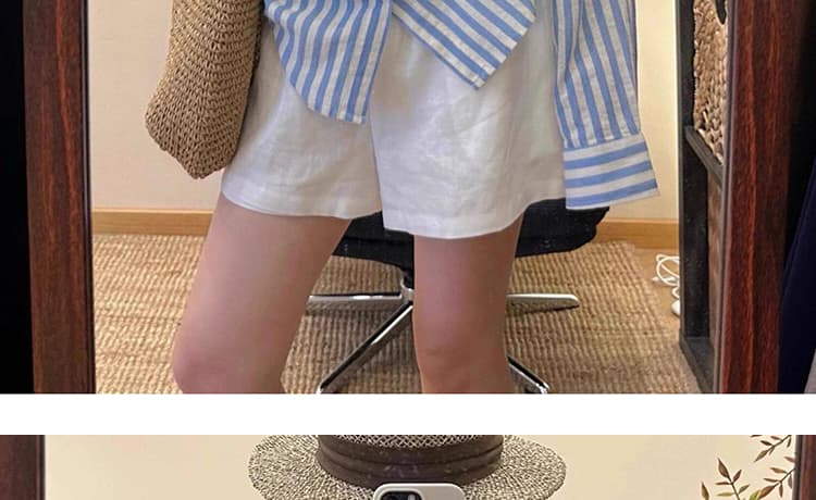 지금 임산부 화이트 면 린넨 운동 넓은 다리가 짧다. 바지 여성 여름 새로운 얇은 스타일 펌프 로프 작은 키 아마 짧은 바지 상세 이미지 21