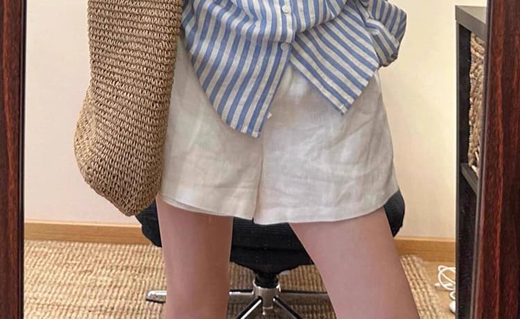 지금 임산부 화이트 면 린넨 운동 넓은 다리가 짧다. 바지 새로운 여성 여름 얇은 스타일 펌프 로프 작은 키 아마 짧은 바지 상세 이미지 23