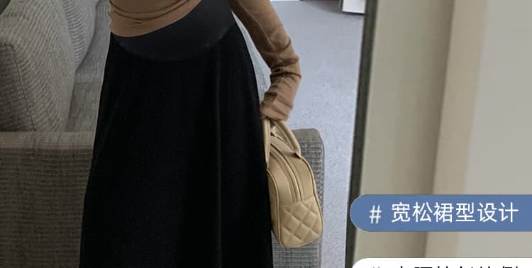 지금 출산 착용 새로운 2026 가을 겨울철 니트 반신 스커트 외출용 하이웨이스트 슬림해 보이는 중간 길이 한 마디 치마 상세 이미지 6