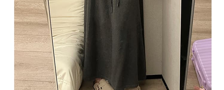 지금 임산부 느긋한 도루 센스 찹쌀 조기 가을 반신 스커트 새로운 한 부서 하이웨이스트 슬림해 보이는 이후 트임 한 마디 롱 스커트 상세 이미지 29