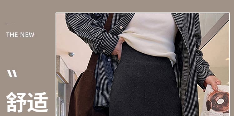 지금 임산부 반신 스커트 여성 가을 겨울철 2026 새로운 레트로 하이웨이스트 슬림해 보이는 디자인 센스 양모 다용도 우산 치마 상세 이미지 1